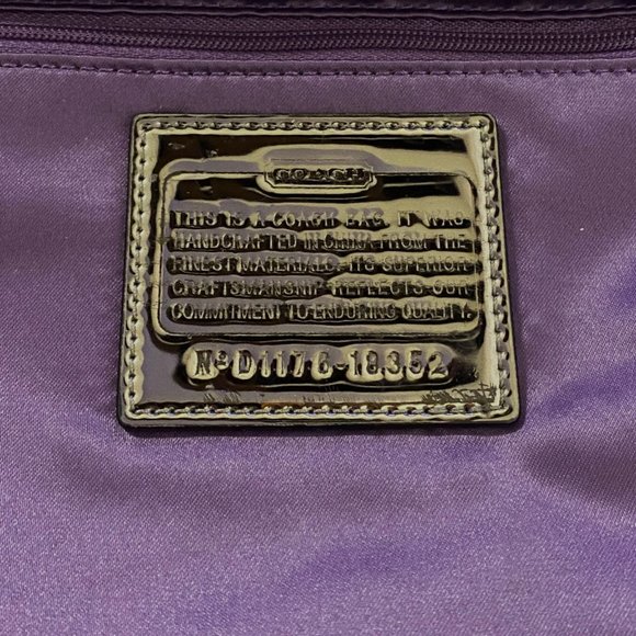 CoachBagzWonderland: COACH POPPY SIGNATURE SATEEN METALLIC  Coach 18352 Poppy Push lock Satchel